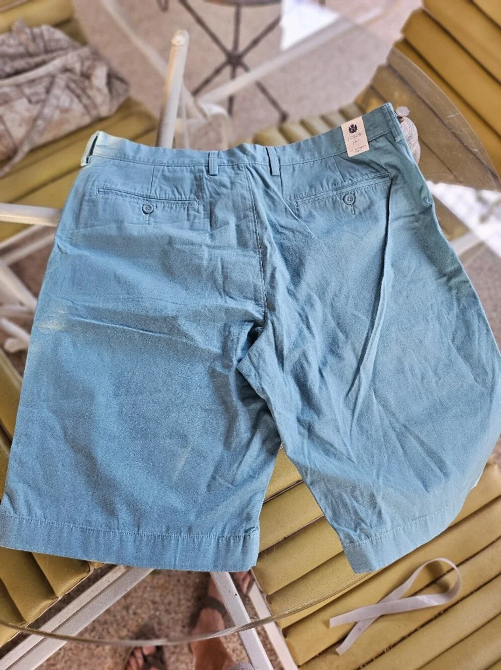 New W Tag, J. Crew Riverton Men's Teal Blue Cotton Flat Front Shorts 36